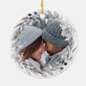Cute Winter Wreate 1e Kerstmis Nieuwe startfoto Keramisch Ornament (Achterkant)