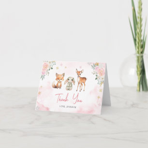 Cute winterdier babymeisjes babyshower bedankkaart