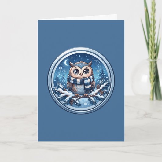 Cute Winteruilornament Kaart (Voorkant)