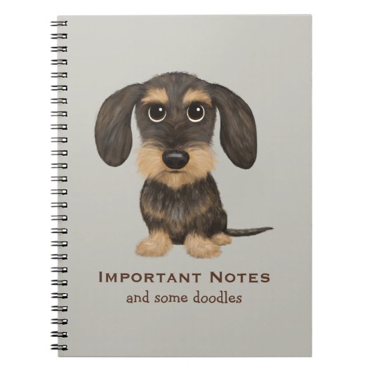 Cute Wirehaered Dachshund Cartoon Dog Notitieboek (Voorkant)