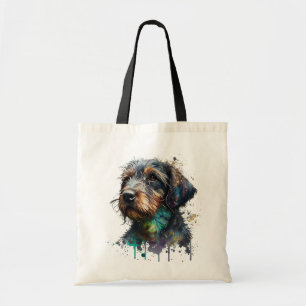 Cute Wirehaered Dachshund Puppy Waterverf Art Tote Bag