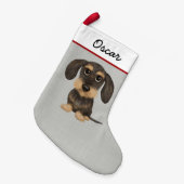 Cute Wirehaered Dachshund Teckel Dog Persoonlijk Kleine Kerstsok (Voorkant (Hangend))