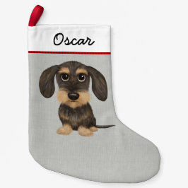Cute Wirehaered Dachshund Teckel Dog Persoonlijk Kleine Kerstsok
