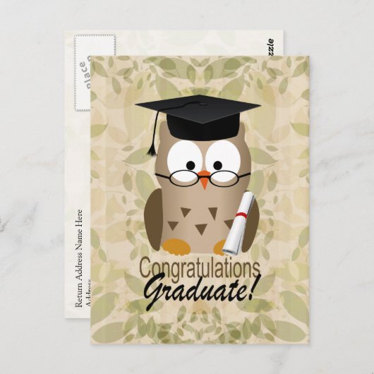 Cute Wise Owl Afstuderen Briefkaart (Voorkant / Achterkant)