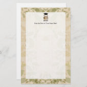 Cute Wise Owl Afstuderen Briefpapier (Voorkant / Achterkant)