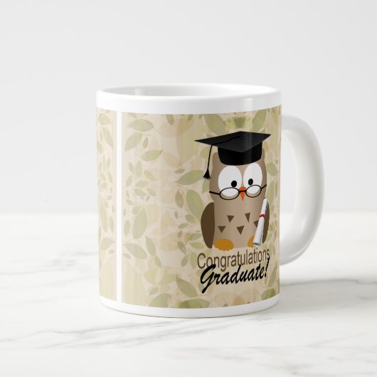 Cute Wise Owl Afstuderen Grote Koffiekop (Voorkant rechts)