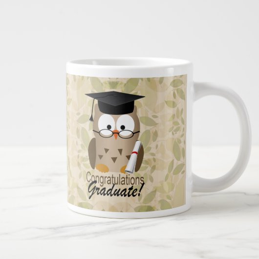 Cute Wise Owl Afstuderen Grote Koffiekop (Rechts)