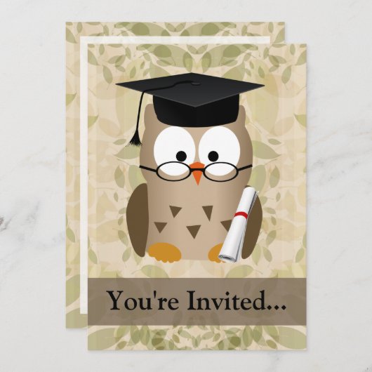 Cute Wise Owl Afstuderen Kaart (Voorkant / Achterkant)