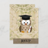 Cute Wise Owl Afstuderen RSVP Kaartje (Voorkant / Achterkant)