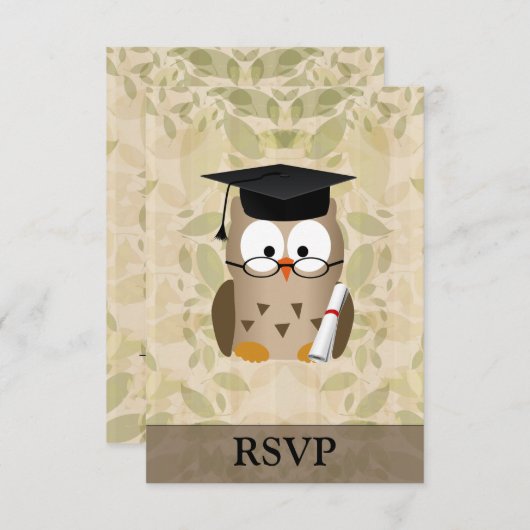 Cute Wise Owl Afstuderen RSVP Kaartje (Voorkant / Achterkant)