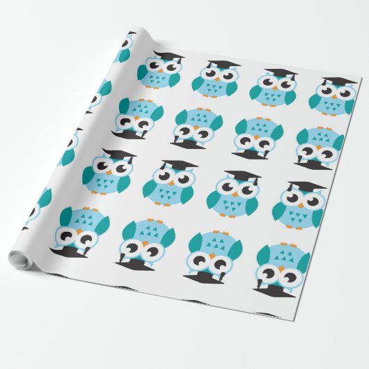 Cute wise owl cadeaupapier (Uitgerold)