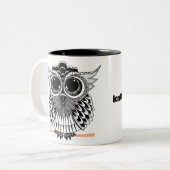 Cute Wise Owl Manadala Doodle Henna Pattern Tweekleurige Koffiemok (Voorkant links)