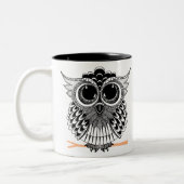 Cute Wise Owl Manadala Doodle Henna Pattern Tweekleurige Koffiemok (Links)