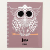 Cute Wise Owl Mandala Doodle Henna Pattern Planner (Voorkant)