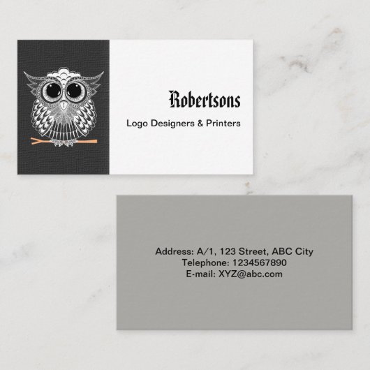 Cute Wise Owl Mandala Doodle Henna Pattern Visitekaartje (Voorkant / Achterkant)