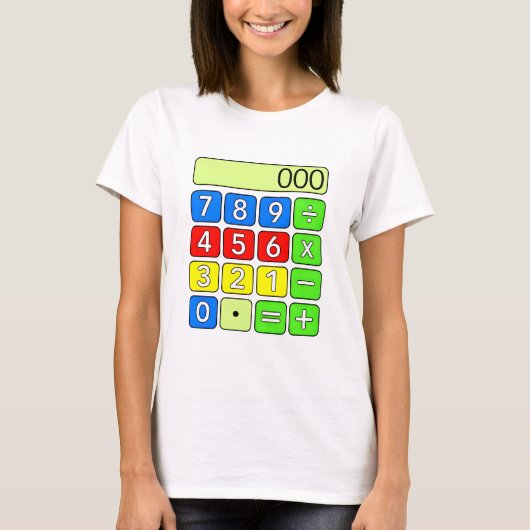 Cute Wiskunde Rekenmachine Nummers Cartoon T-shirt (Voorkant)