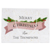 Cute | wit | Faux Pink Glitter | Vrolijk kerstfees Groot Cadeauzakje (Achterkant)