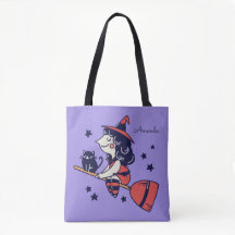 Cute Witch, aangepaste naam Halloween bags