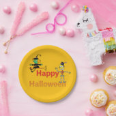 Cute Witch and Skeleton Halloween Fun Papieren Bordje (Feest)