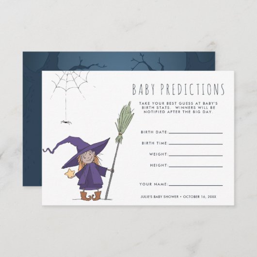 Cute Witch | Baby shower gaming Kaart (Voorkant / Achterkant)