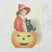 Cute Witch Black Cat Jack O Lantern Briefkaart (Voorkant)