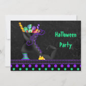 Cute Witch Boot with Snoep Halloween Party Kaart (Voorkant)