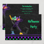 Cute Witch Boot with Snoep Halloween Party Kaart (Voorkant / Achterkant)