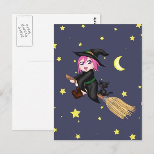 Cute Witch Briefkaart (Voorkant / Achterkant)