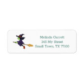 Cute Witch Broom Halloween Custom Etiket (Voorkant)