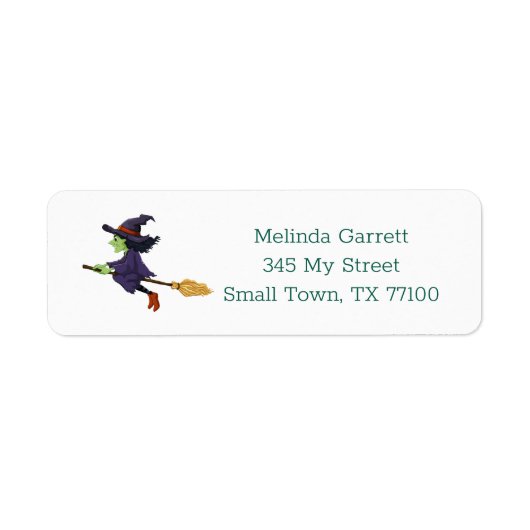 Cute Witch Broom Halloween Custom Etiket (Voorkant)
