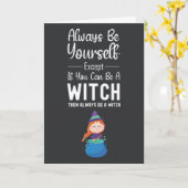 Cute Witch Cards Funny Humor Humorous Spooky Kaart (Gele Bloem)