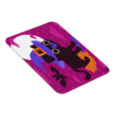 Cute Witch Cat Flying on Broom Halloween Kawaii Magneet (Rechterzijde)