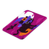 Cute Witch Cat Flying on Broom Halloween Kawaii Magneet (Linkerzijde)