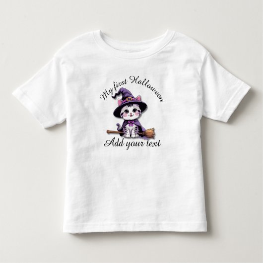 Cute Witch Cat – Kawaii Halloween Toddler Shirt (Voorkant)