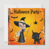 Cute Witch, Cat & Spider Halloween Party nodigt ui Kaart (Voorkant)