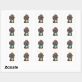 Cute Witch Cat with Crystal Ball Kawaii Vierkante Sticker (Vel)