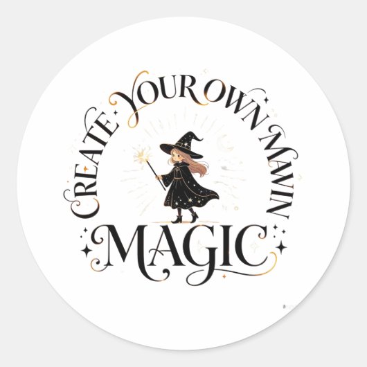 Cute Witch Create Your Own Magic Whimsical Sticker (Voorkant)