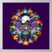 Cute Witch Creating Magical Moments With Toads Poster (Voorkant)