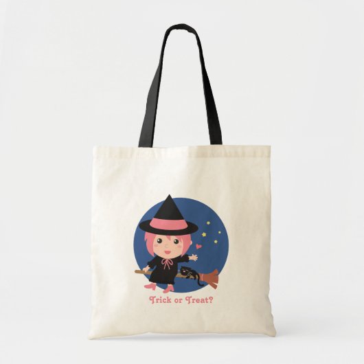 Cute Witch en Black Cat op vliegende kamer Tote Bag (Voorkant)