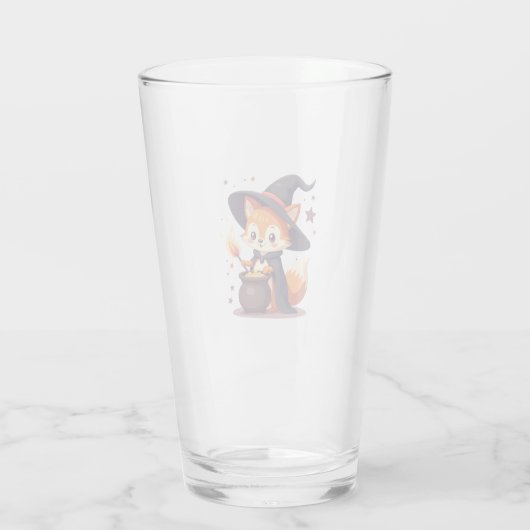 Cute Witch Fox � Magical Halloween Animal Tee Glas (Achterkant)