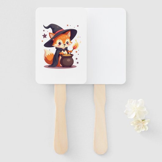 Cute Witch Fox � Magical Halloween Animal Tee Handwaaier (Voorkant en achterkant)