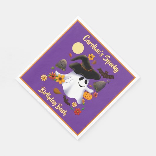 Cute witch ghost trick or treat cemetery servet (Hoek)