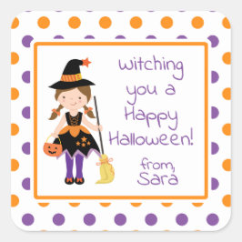 Cute Witch Girl Halloween Sticker