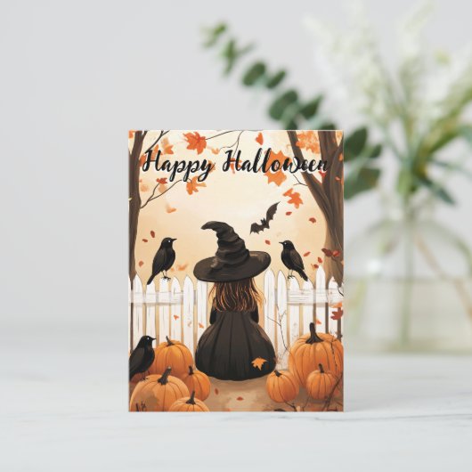 Cute Witch Halloween Briefkaart (Staand voorkant)