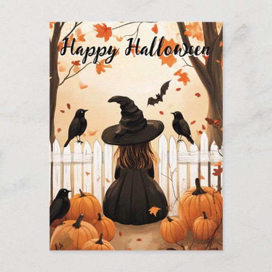 Cute Witch Halloween Briefkaart (Voorkant)