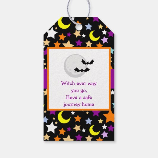 Cute Witch Halloween Costume Party Cadeaulabel (Achterkant)