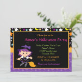 Cute Witch Halloween Costume Party Kaart (Staand voorkant)