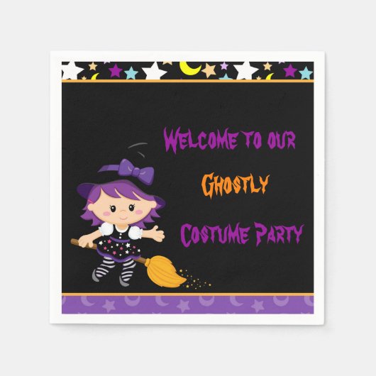 Cute Witch Halloween Costume Party Servet (Voorkant)