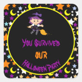 Cute Witch Halloween Costume Party Vierkante Sticker (Voorkant)