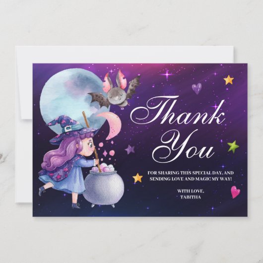 Cute Witch Halloween - Hartelijk dank Bedankkaart (Voorkant)